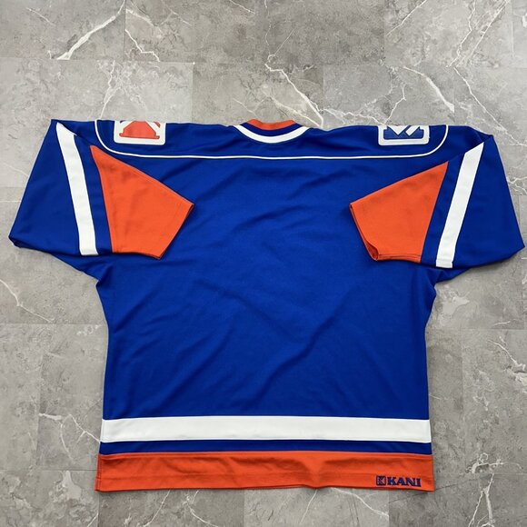 Vintage Kani Hockey Jersey Mens Large Blue Orange Hip Hop Throwback Rap Skate - Picture 3 of 16